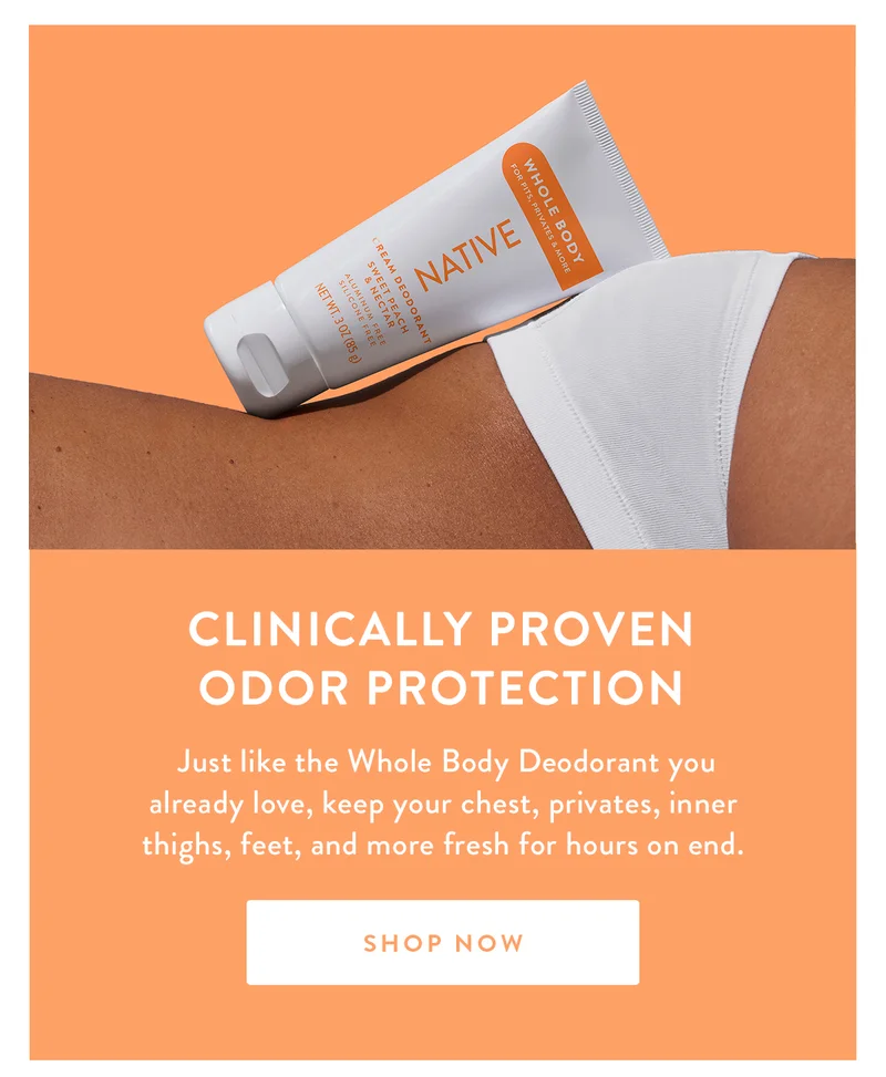 Clinically Proven Odor Protection | Just like the Whole Body Deodorant you already love, keep your chest, privates, inner thighs, feet, and more fresh for hours on end. | SHOP NOW