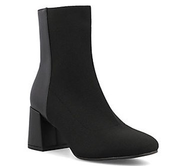 MIA Chic Contrast Block Heel Dress Boots - Bron wen