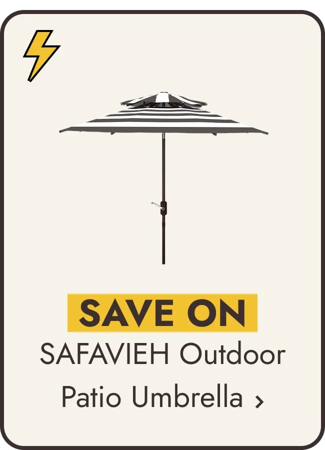 SAFAVIEH Iris 9ft Outdoor Patio Umbrella Double Top - UV Resistant, Auto Crank Tilt