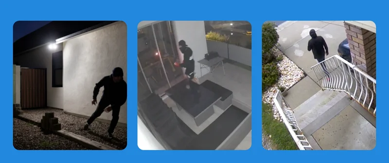 3 different screens of catching people on property