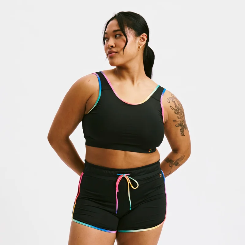 Image of Swim Sport Compression Top - Black Rainbow Ombre