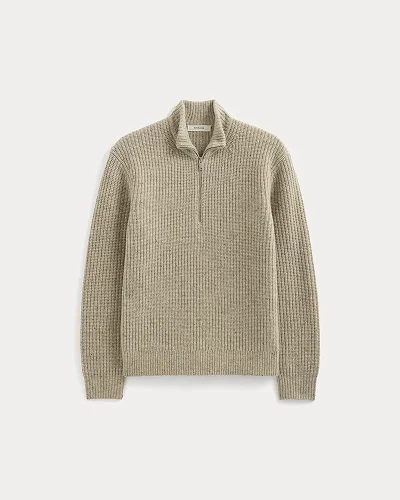Image | The Felted Merino Half-Zip Sweater | Heather Gravel Donegal