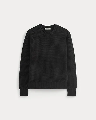 Image | Waffle Rollneck Crew in Everyday Cotton | Black