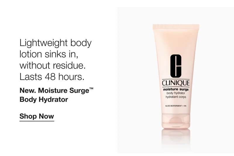 Lightweight body lotion sinks in, without residue. Lasts 48 hours. | New. Moisture Surge™ Body Hydrator | Shop Now