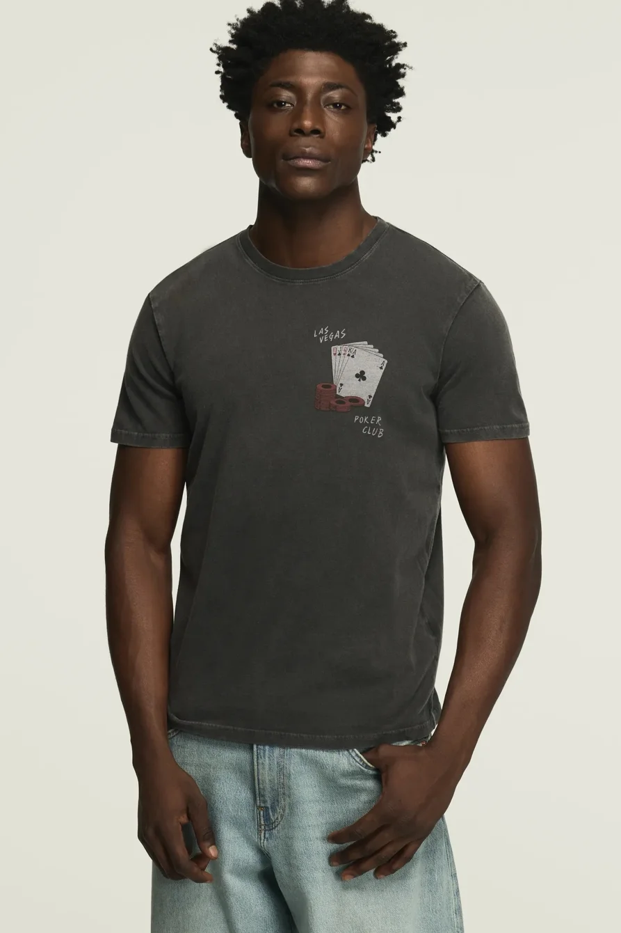 Image of Lucky Brand Vegas Poker Club Tee - Men's Clothing Tops Shirts Tee Graphic T Shirts in Jet Black