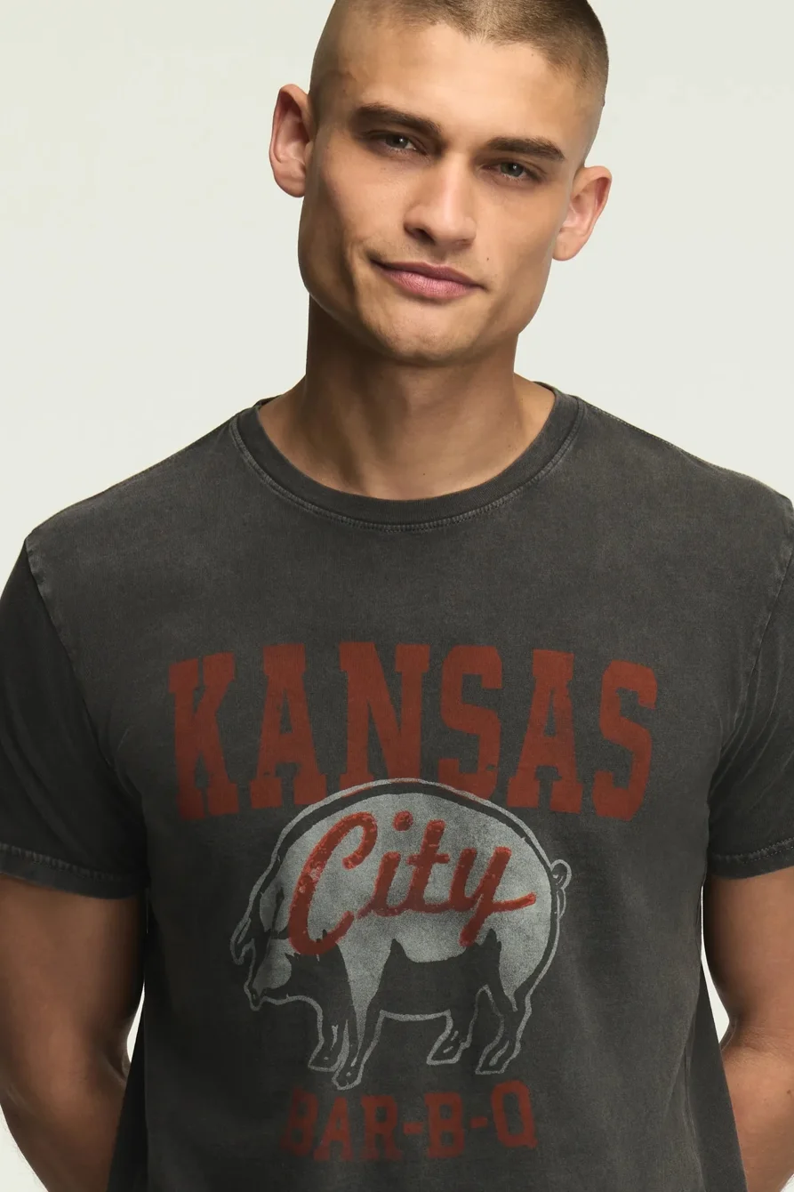 Image of Lucky Brand Kansas City Bbq Tee - Men's Clothing Tops Shirts Tee Graphic T Shirts in Jet Black