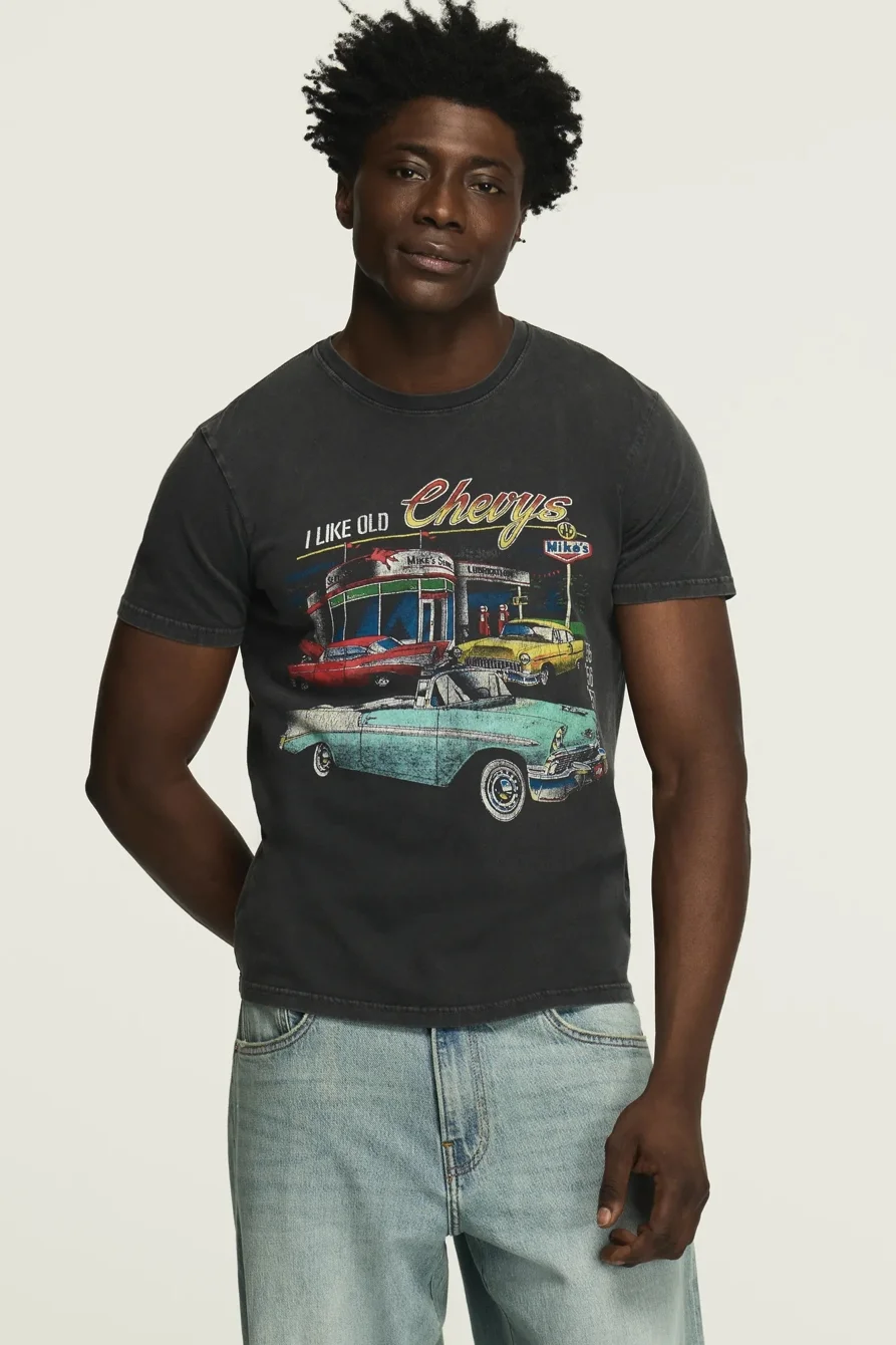 Image of Lucky Brand Chevrolet Tee - Men's Clothing Tops Shirts Tee Graphic T Shirts in Caviar