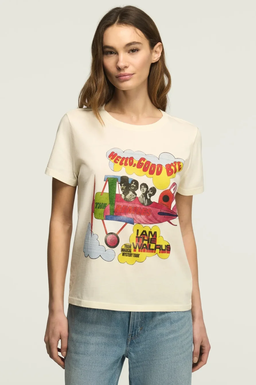 Image of Lucky Brand The Beatles Hello Goodbye Classic Crew in Canoli Cream