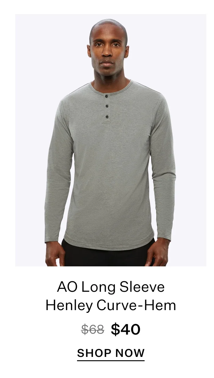 AO Long Sleeve Henley Curve-Hem