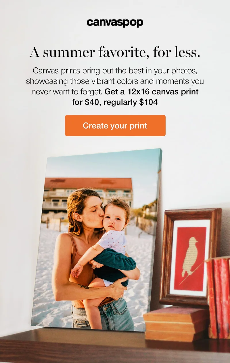 A summer favorite, for less. Canvas prints bring out the best in your photos, showcasing those vibrant colors and moments you never want to forget. Get a 12x16 canvas print for $40, regularly $104.