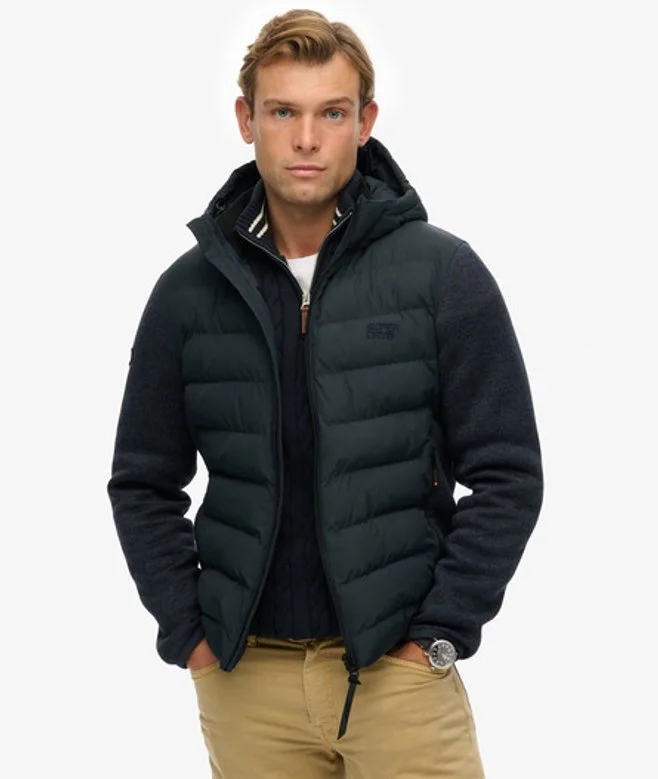Hooded Storm Knit Hybrid Jacket - Navy