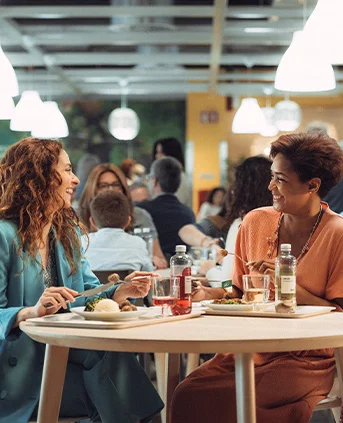 Two people enjoying their meal at the IKEA Restaurant