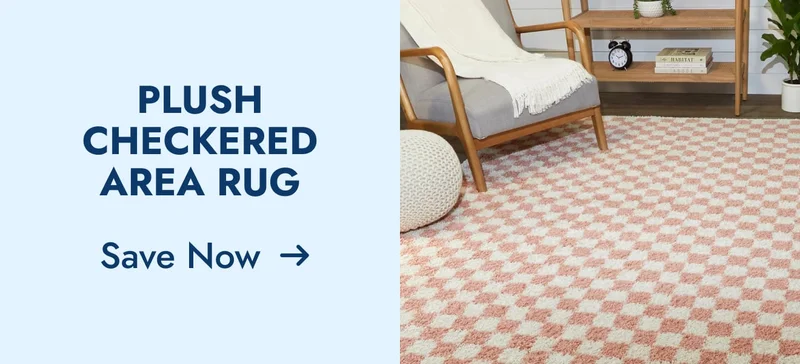 Covey Plush Checkered Thick Shag Area Rug