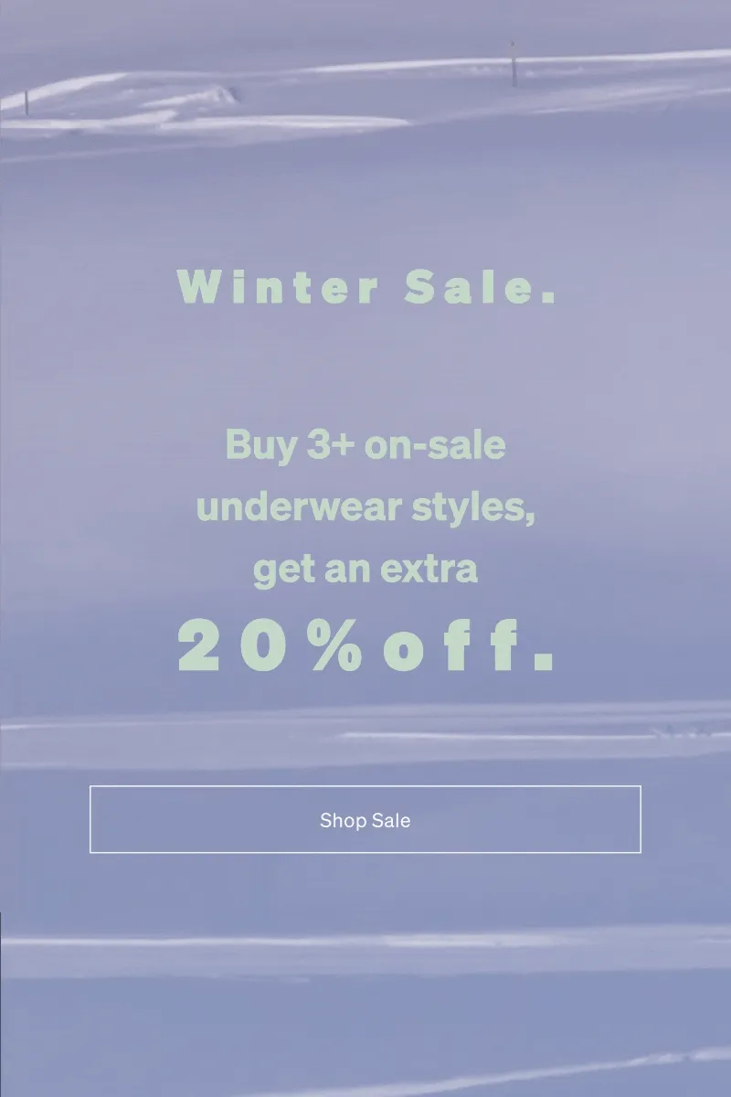Buy 3+ on-sale underwear styles, get an extra 20% off.