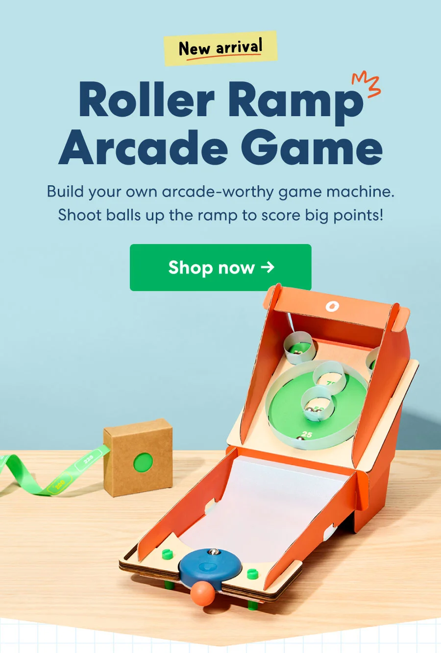 New arrival Roller Ramp Arcade Game | Build your own arcade-worthy game machine. Shoot balls up the ramp to score big points!