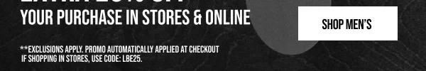 Extra 25% off Shop Men's