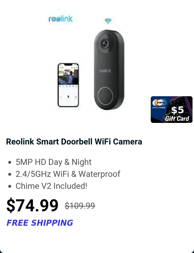 Reolink Smart Doorbell WiFi Camera