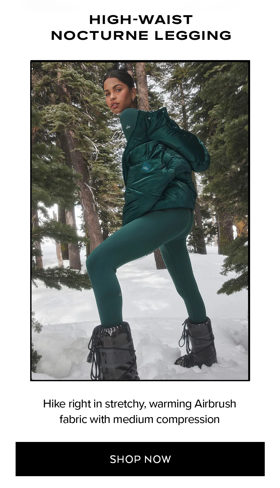 HIGH-WAIST NOCTURNE LEGGING HIKE RIGHT IN STRETCHY, WARMING AIRBRUSH FABRIC WITH MEDIUM COMPRESSION SHOP NOW