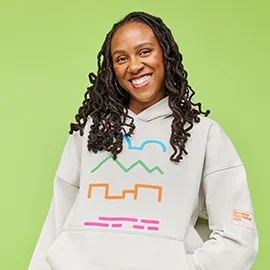 A model wears a 2025 Sundance Film Festival sweatshirt.