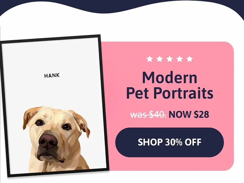 Modern pet portraits. Was $40. NOW $28.
