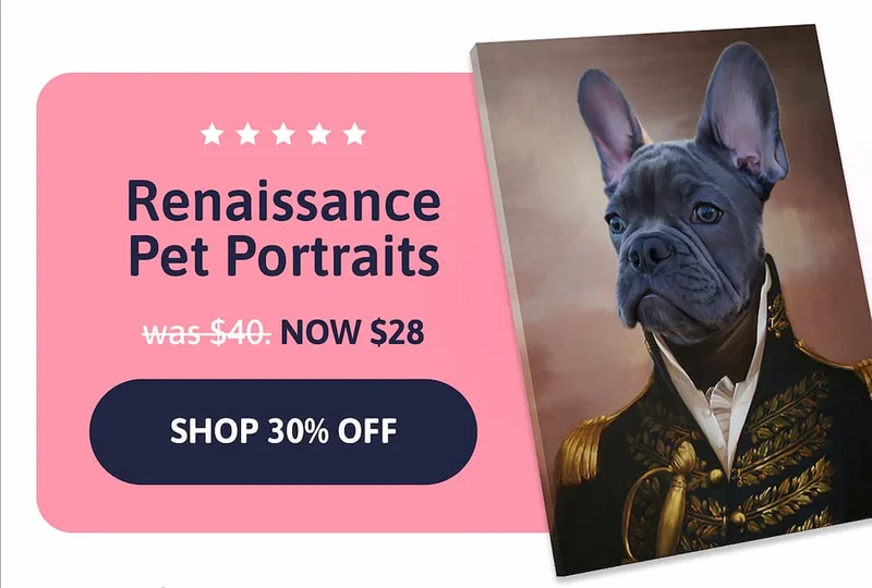 Renaissance pet portraits. Was $40. NOW $28.