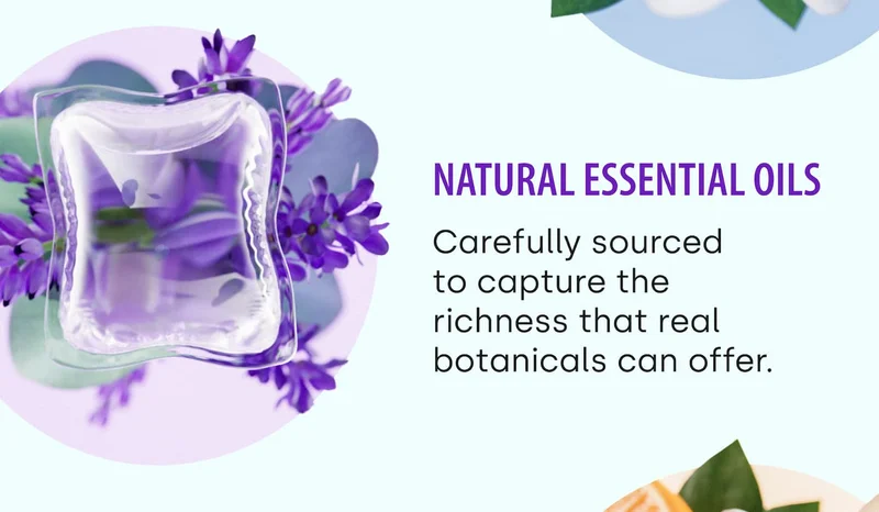 natural essential oils  Carefully sourced  to capture the richness that real botanicals can offer.