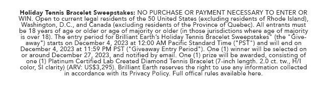 Tennis Bracelet Sweepstakes