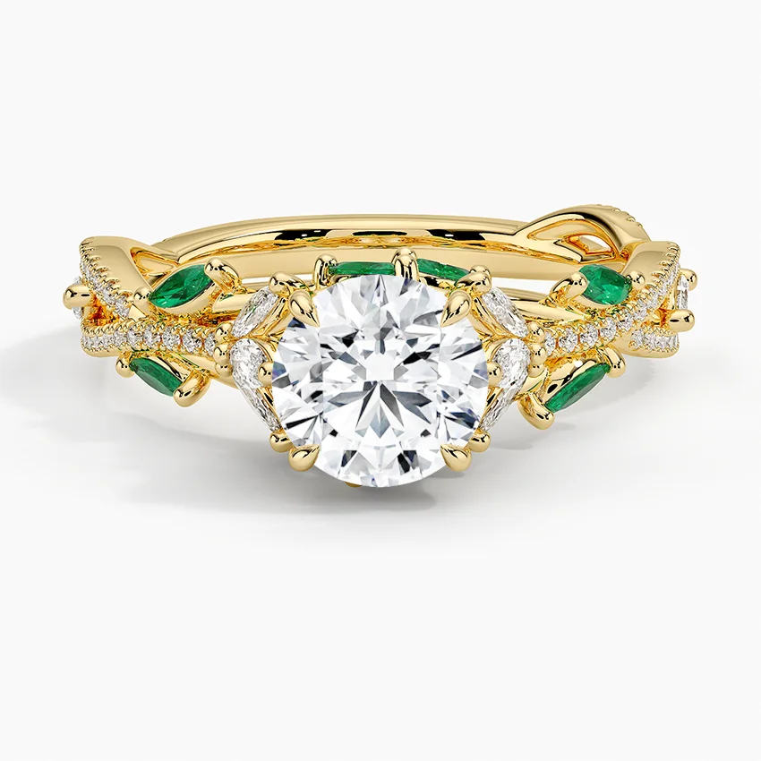 Luxe Secret Garden Lab Emerald and Diamond Ring