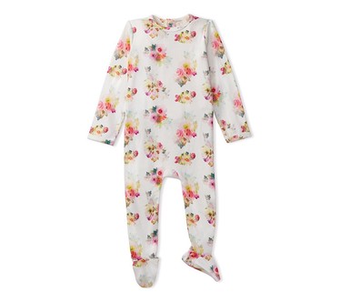 MiniMoi Girls' Floral Pointelle Footie Pajama Set