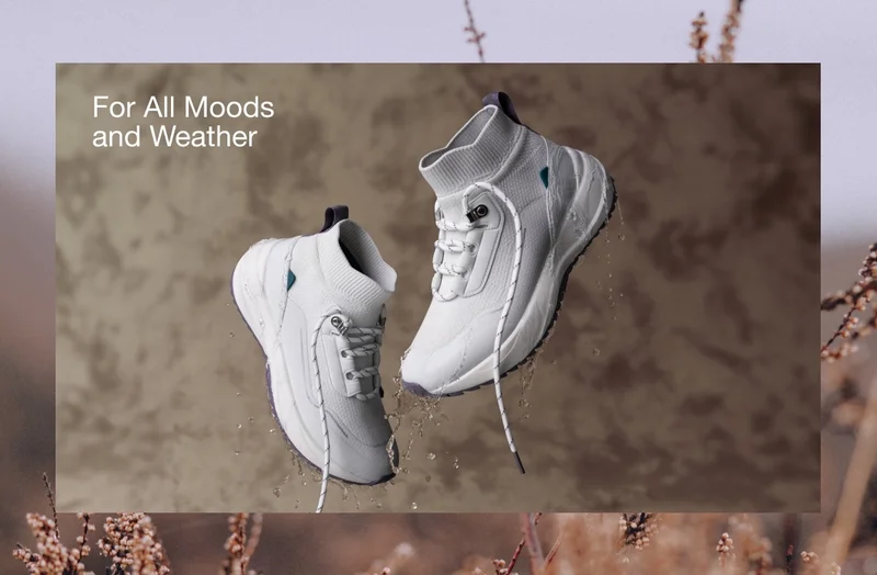 For All Moods and Weather. Graphic of the Stormburst in White / Granite.
