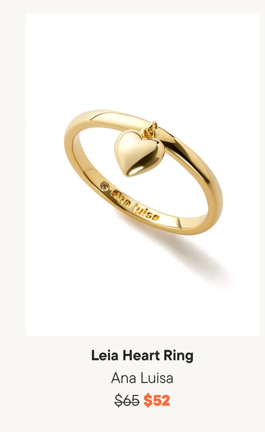 Ana Luisa Leia Heart Ring