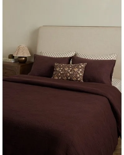 Kingsley Textured Cotton Duvet Cover - Merlot / King/Cal King / Duvet Set