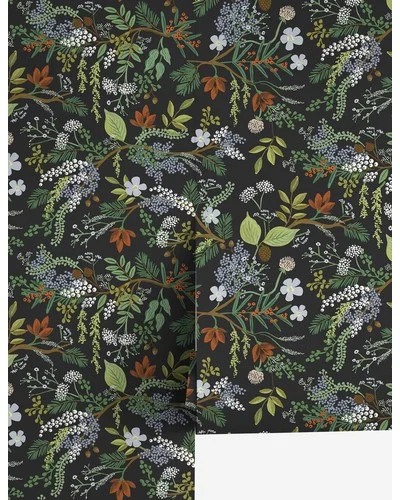 Juniper Forest Premium Peel + Stick Wallpaper by Rifle Paper Co. - Black