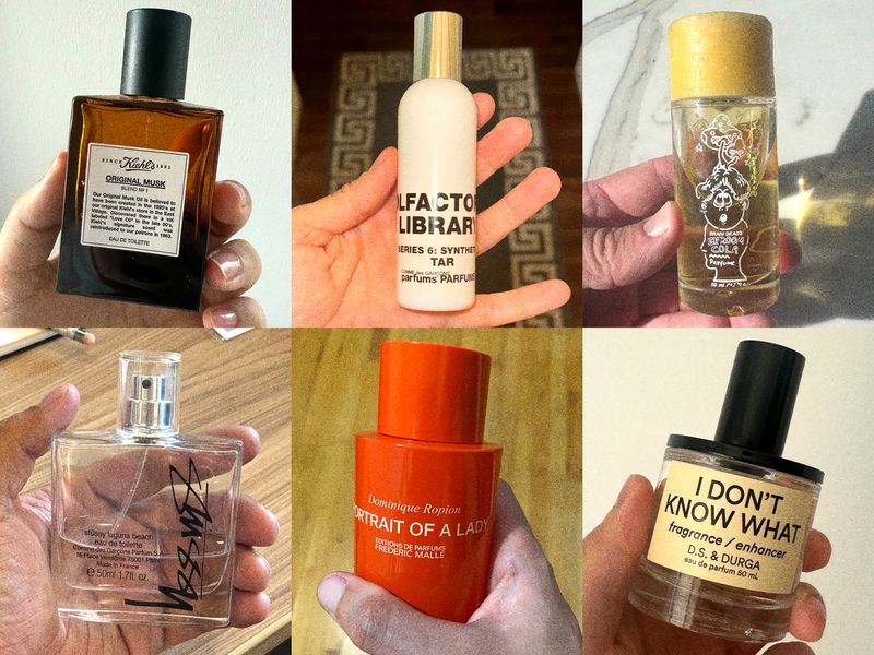 Image may contain: Bottle, Cosmetics, Perfume, Person, and Baby