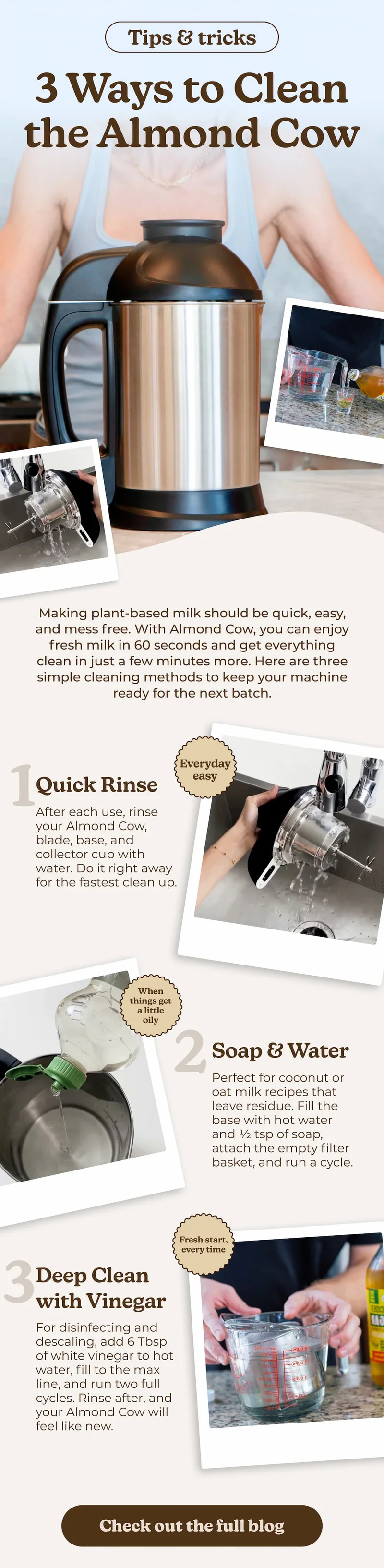 3 ways to clean the Almond Cow