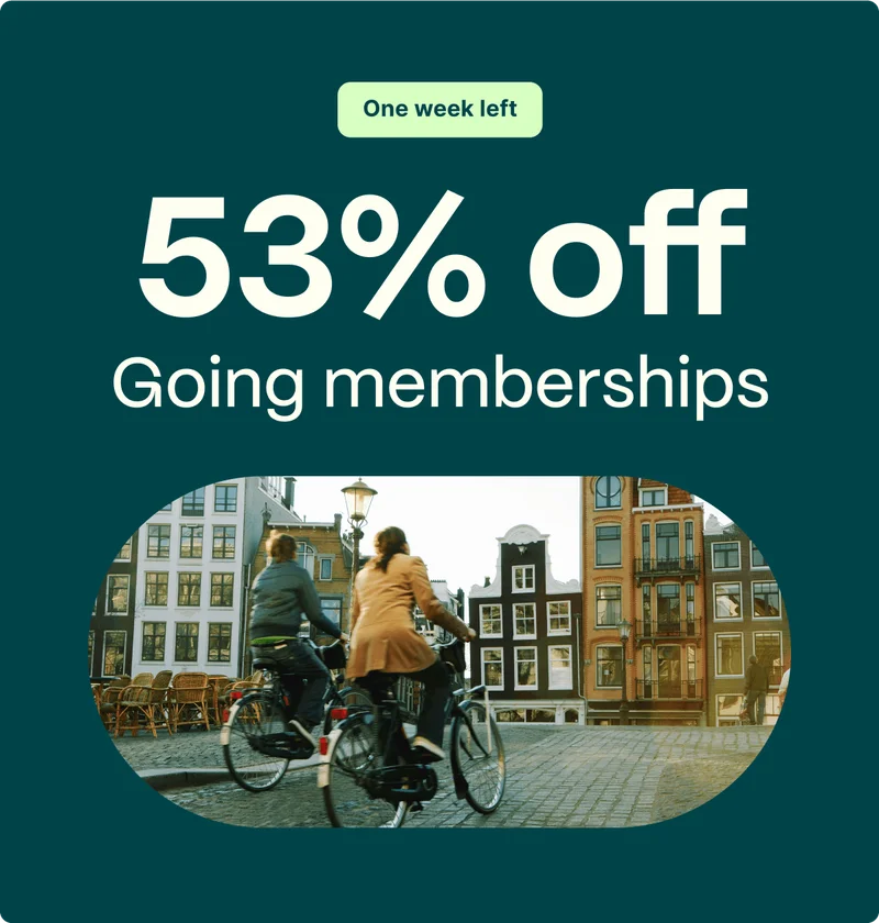One week left. 53% off Going memberships