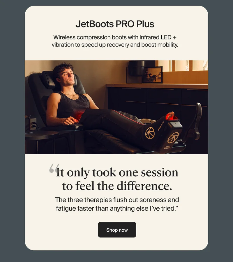 JetBoots PRO Plus | Wireless compression boots with infrared LED + vibration to speed up recovery and boost mobility.|