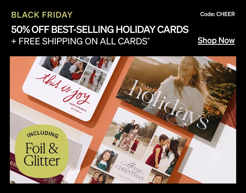 50% Off Best-Selling Holiday Cards + Free Shipping on All Cards
