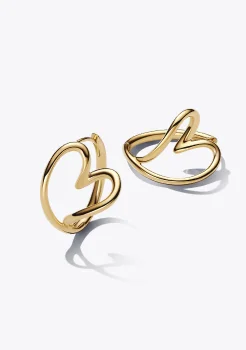 Organically Shaped Heart Hoop Earrings