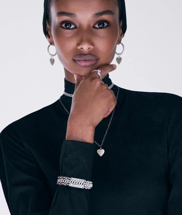 Model wears Pandora jewelry