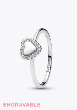 Engravable Heart Halo Ring
