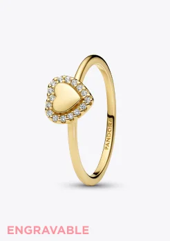 Engravable Heart Halo Ring