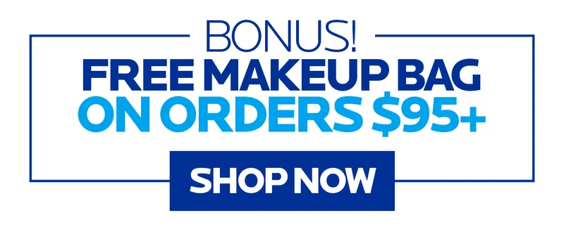 Bonus, free makeup bag on orders $95+