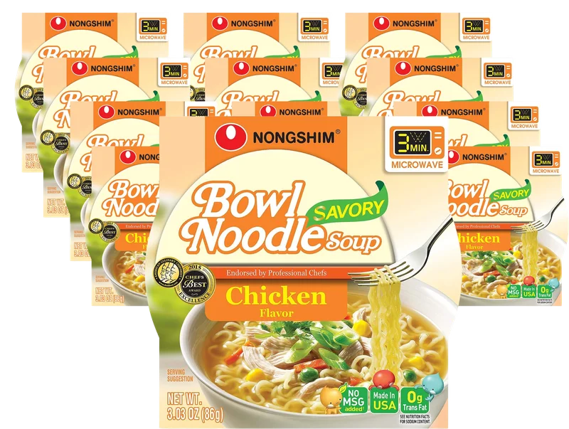 Image of NONGSHIM Savory Chicken Noodle Bowl Soup (12 Pack)