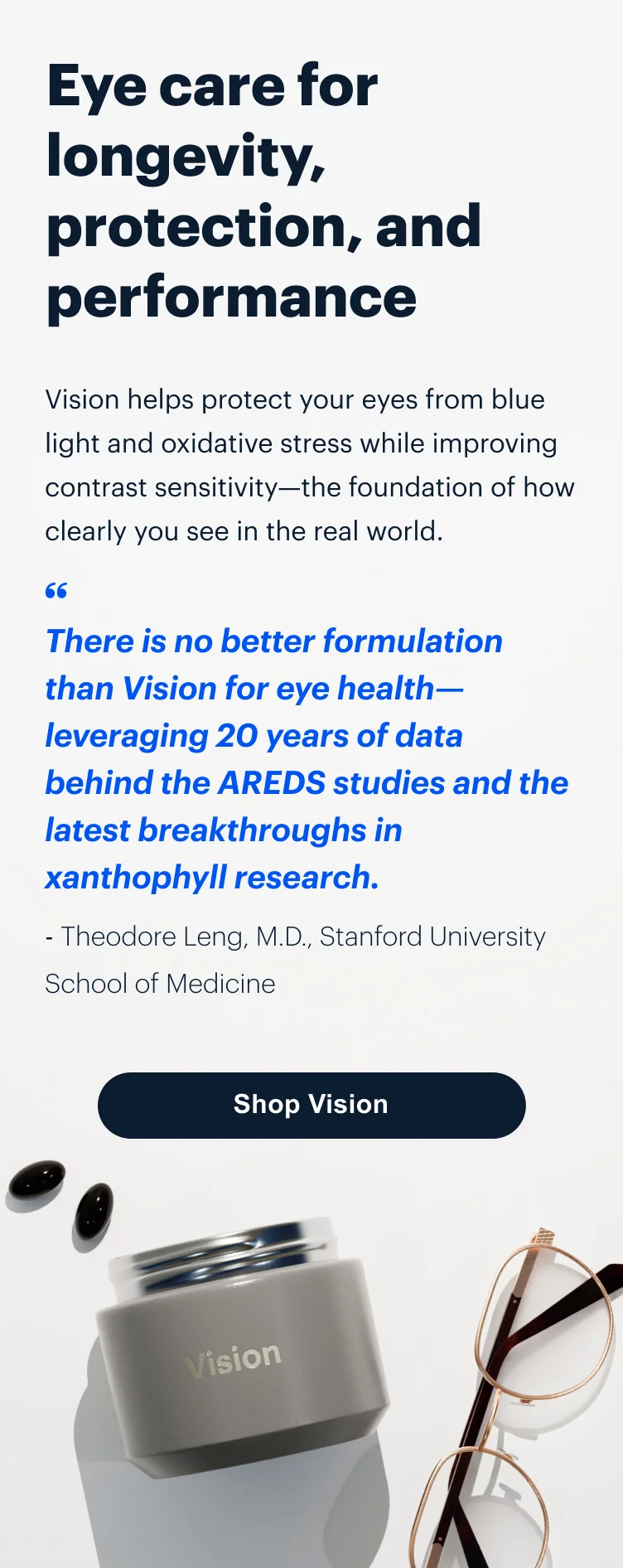 Eye care for longevity, protection, and performance | Shop Vision
