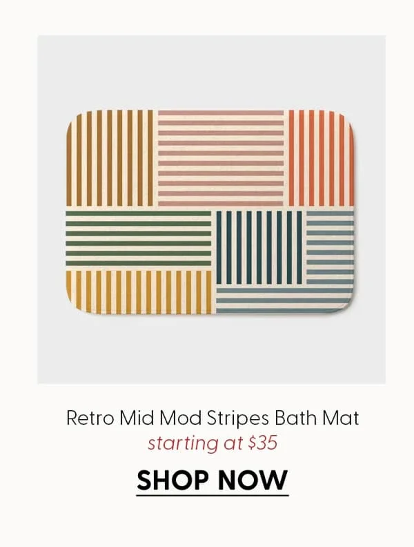Retro Mid Mod Stripes Blocks in Vintage Colorful Tones Bath Mat