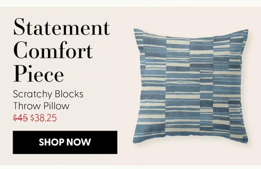 Scratchy Blocks - Seaside Blue Throw Pillow