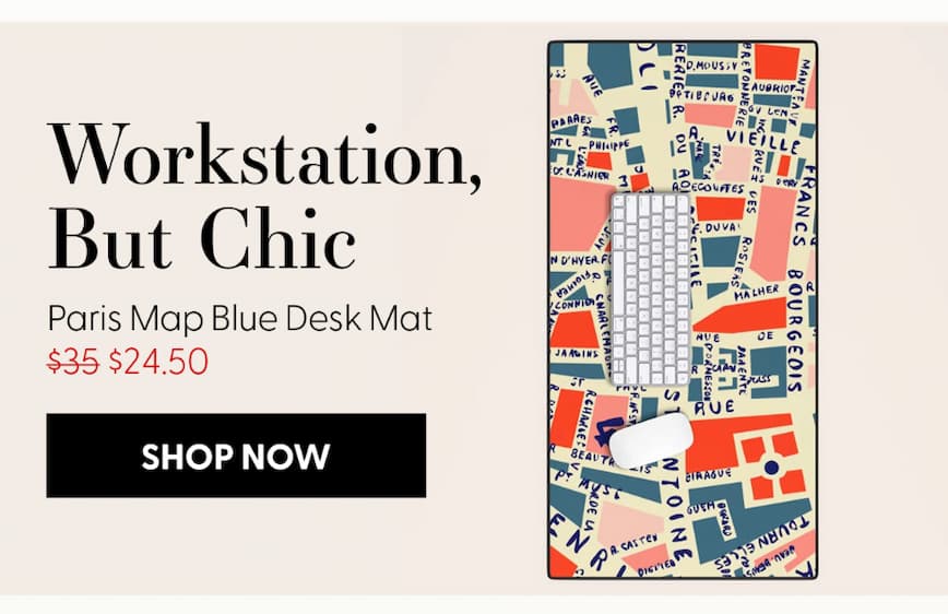 paris map blue Desk Mat