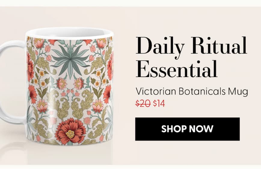 Victorian Botanicals - Carnations in Red and Green Coffee Mug