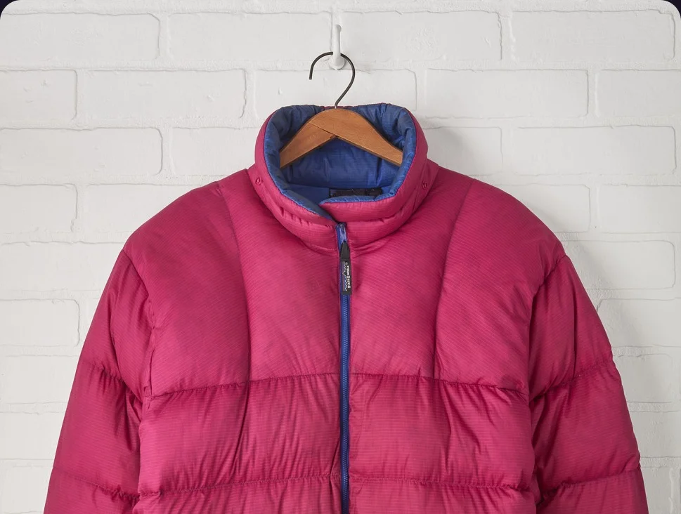 A pink Patagonia puffer jacket.